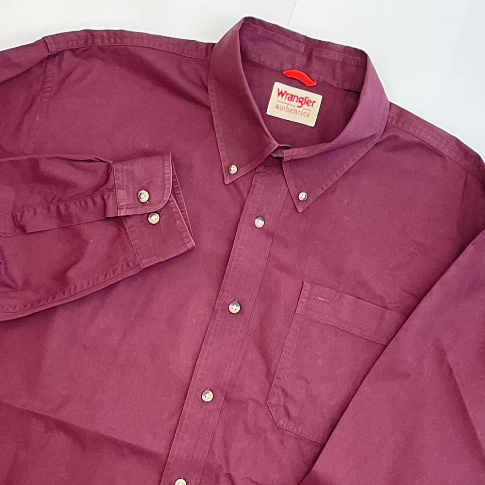 Wrangler Authentics Maroon Mens XL Single‎ Pocket Button Down Shirt
